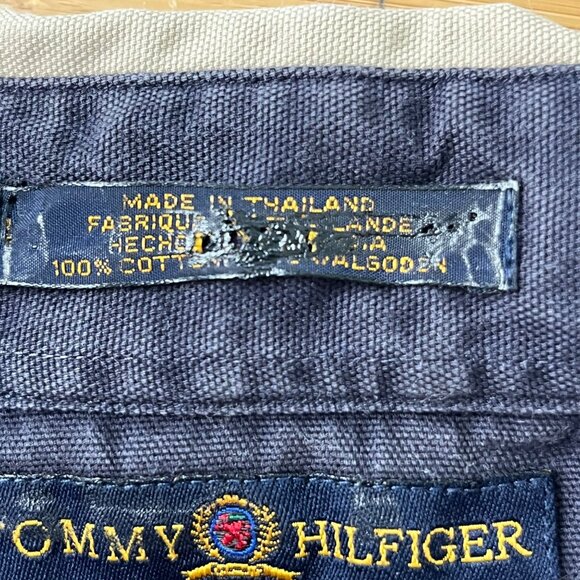 Tommy Hilfiger Mens Med Khaki Long Sleeve Button Down Shirt Crest Logo Cotton - Picture 9 of 11